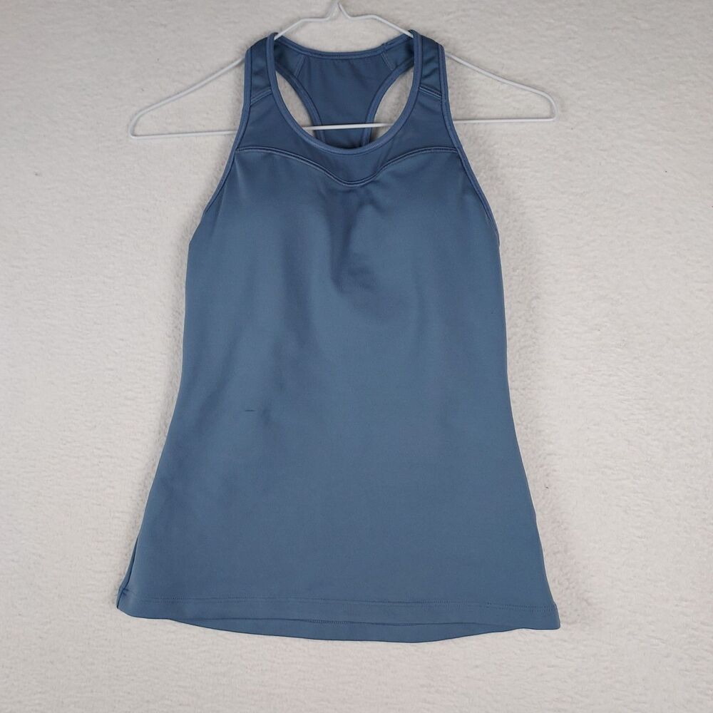 Athleta Womens Racerback Athletic Tank Top XXS Blue Built In Bra Workout
